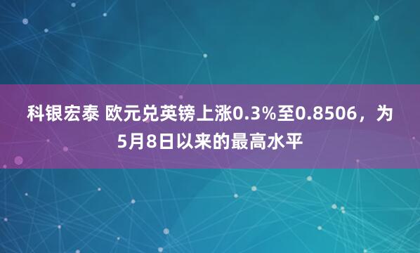 科银宏泰 欧元兑英镑上涨0.3%至0.8506，为5月8日以来的最高水平
